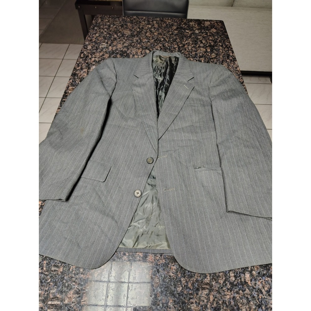Christian Dior Monsieur Gray Pinstripe Blazer Vintage Tailored USA Suit Coat